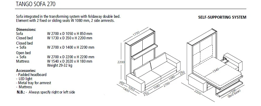 Tango 223 and 270 sofa wall beds - Image 14